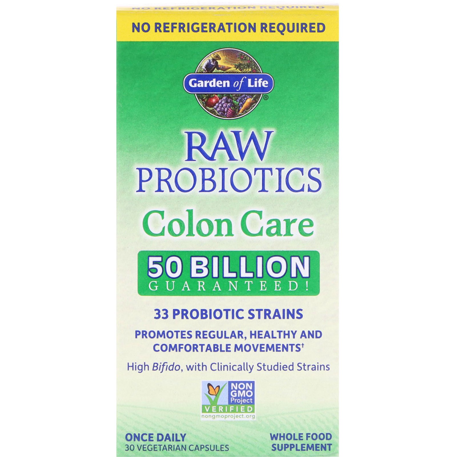 Garden of Life, Raw Probiotics, Colon Care, 30 Cápsulas Vegetais