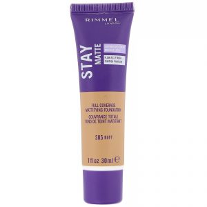 Rimmel London, Base matificante de cobertura total Stay Matte, 305 Buff, 30 ml