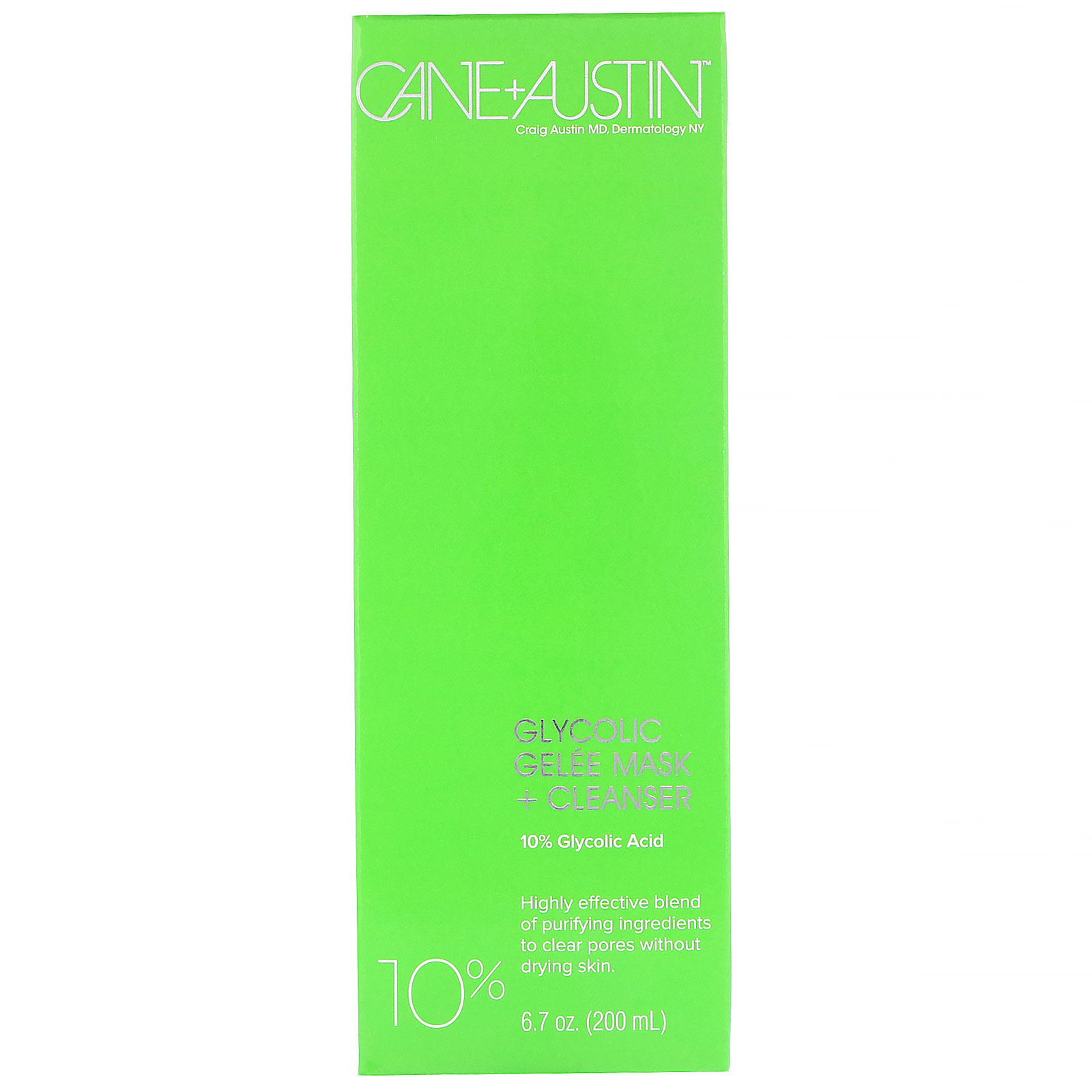 Cane + Austin, Máscara glicólica de limpeza em gel, ácido glicólico a 10%, 200 ml - Imagem 2
