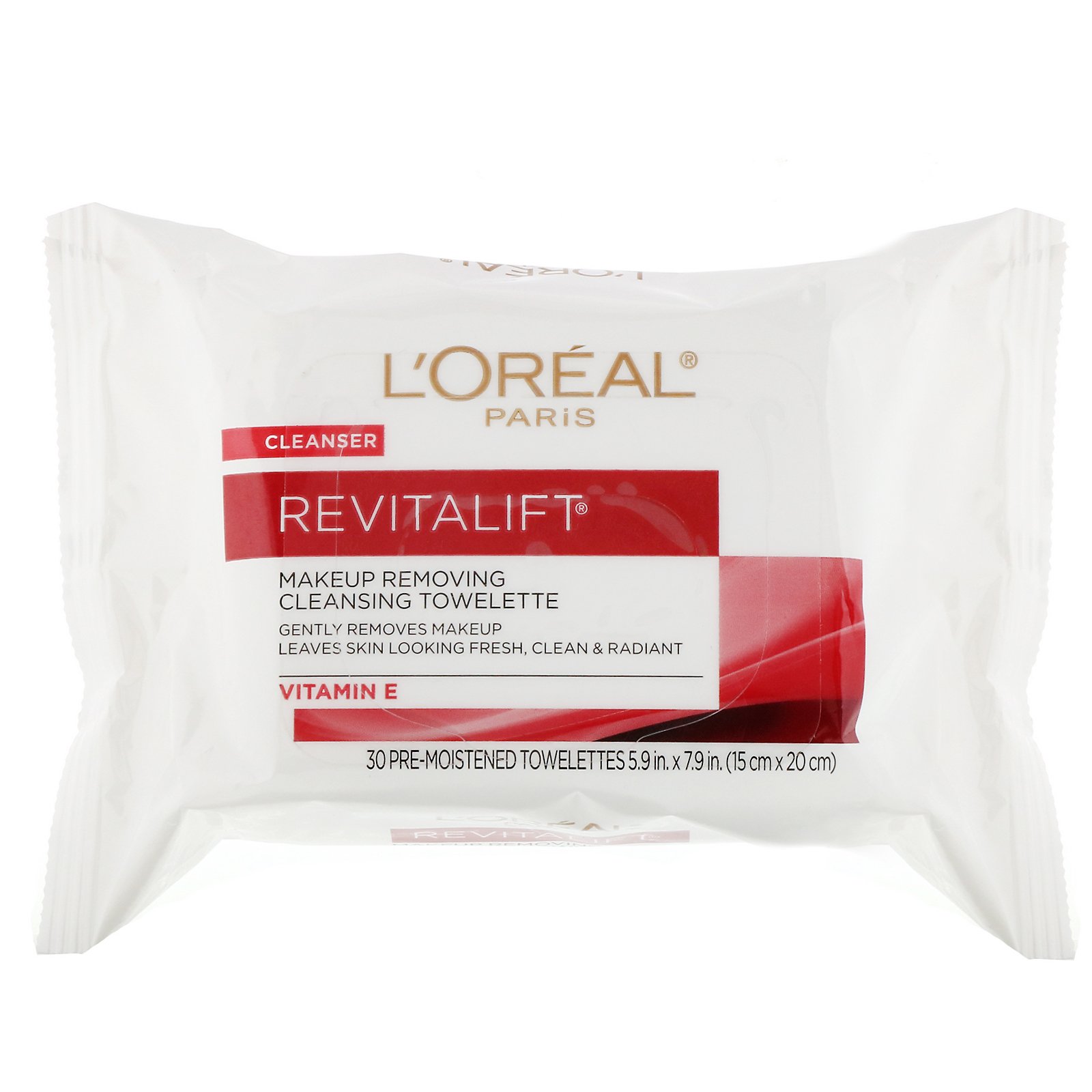 L'Oreal, Revitalift, toalhetes para remoção de maquiagem, 30 toalhetes pré-umedecidos