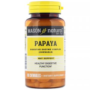 Mason Natural, Mamão Papaia, Complexo de Enzimas Digestivas, 100 Comprimidos Mastigáveis
