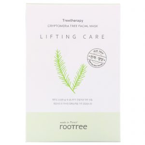 Rootree, Treetherapy, Máscara Facial de Árvore Cryptomeria, Lifting Care, 10 Folhas, 27 g Cada
