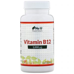 Nu U Nutrition, Vitamina B12, 1,000 µg, 180 Comprimidos Vegetarianos