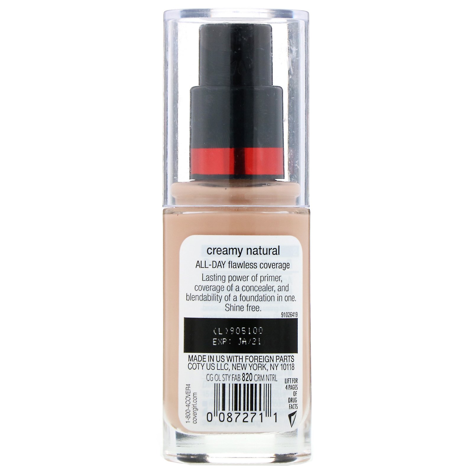 Covergirl, Outlast All-Day Stay Fabulous, Base 3 em 1, 820 Natural creme, 30 ml - Imagem 2