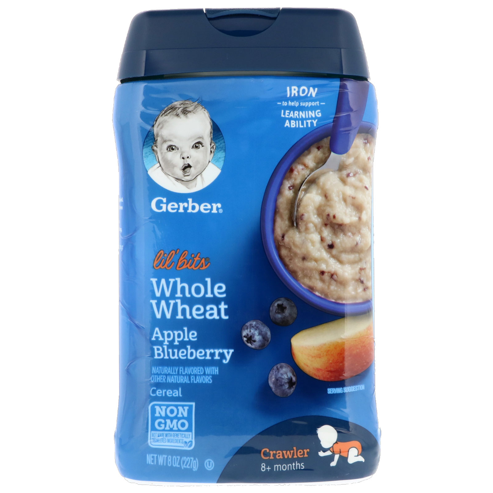 Gerber, Lil' Bits, Cereal de Trigo Integral, Bebês, A Partir de 8 Meses, Maçã e Mirtilo, 227 g (8 oz)