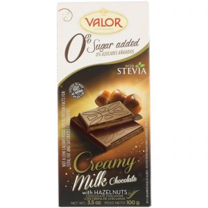 Valor, 0% de Adição de Açúcar, Chocolate ao Leite Cremoso com Avelã, 100 g