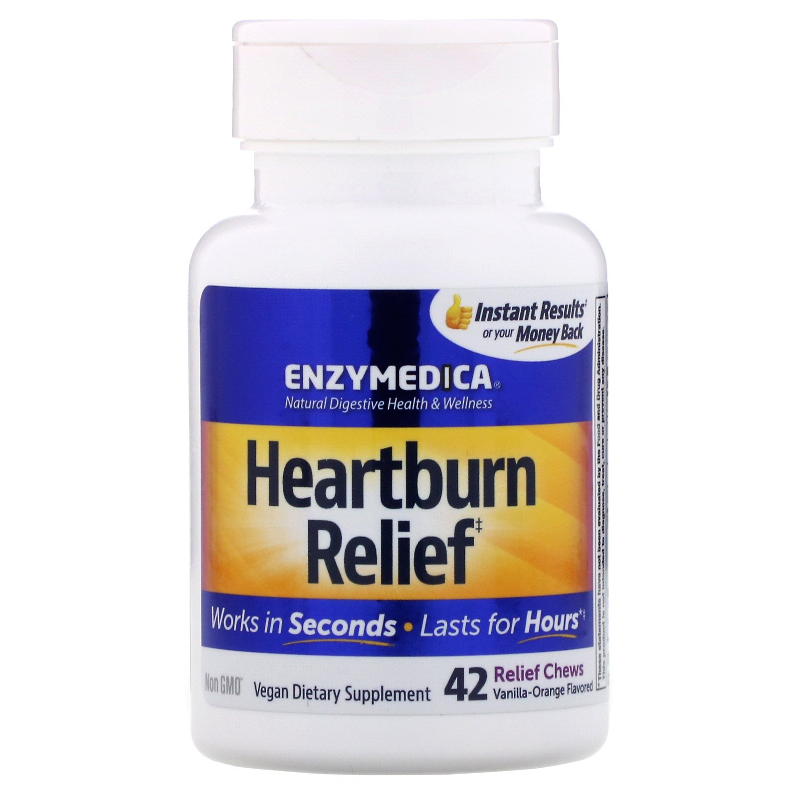 Enzymedica, Heartburn Relief, Vanilla-Orange Flavored, 42 Relief Chews - Imagem 3