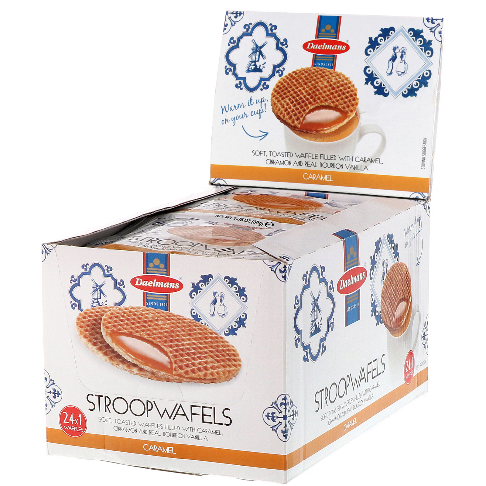 Daelmans, Biscoitos Stroopwafels, Caramelo, 24 waffles, 39 g cada