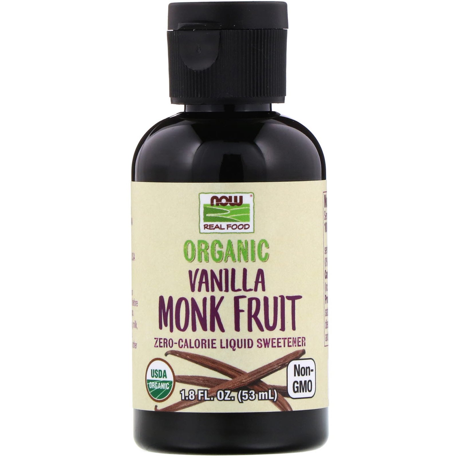 Now Foods, Real Food, Siraitia Orgânica, Adoçante Líquido, Baunilha, 1,8 fl oz (53 ml)
