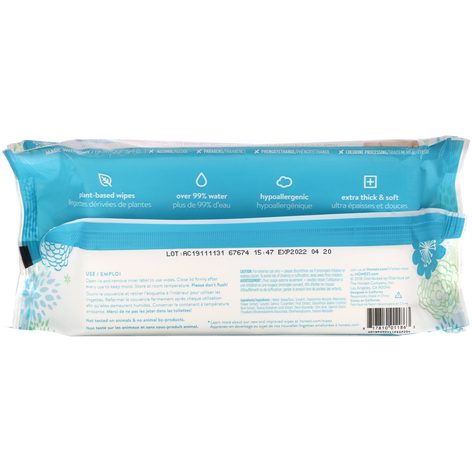 The Honest Company, Plant-Based Wipes, Classics, 72 Wipes - Imagem 2