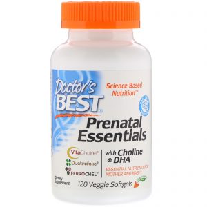 Doctor's Best, Prenatal Essentials com Colina e DHA, 120 Cápsulas Gelatinosas Vegetais