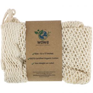 Wowe, Certified Organic Cotton Mesh Bag, 1 Bag, 12 in x 17 in