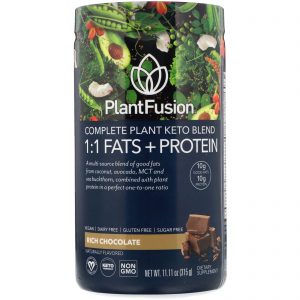 PlantFusion, Composto Cetogênico Completo de Plantas, 1:1 Gorduras + Proteínas, Chocolate Intenso - Sem Estévia, 11,11 oz (315 g)