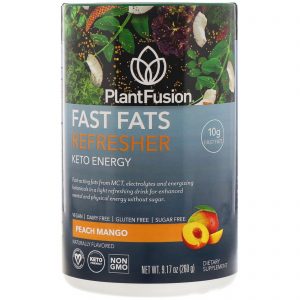 PlantFusion, Fast Fats, Refrescante, Energético Cetogênico, Pêssego e Manga, 9,17 oz (260 g)