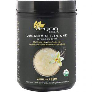 VeganSmart, Shake Nutricional All-In-One Orgânico, Creme de Baunilha, 18,27 oz (518 g)