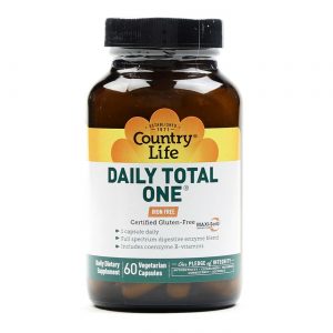 Country Life, Daily Total One® Multi Vitaminas e Minerais Livre de Ferro - 60 Cápsulas Vegetarianas