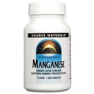 Source Naturals, Quelato de Manganês 15 mg - 250 Tabletes