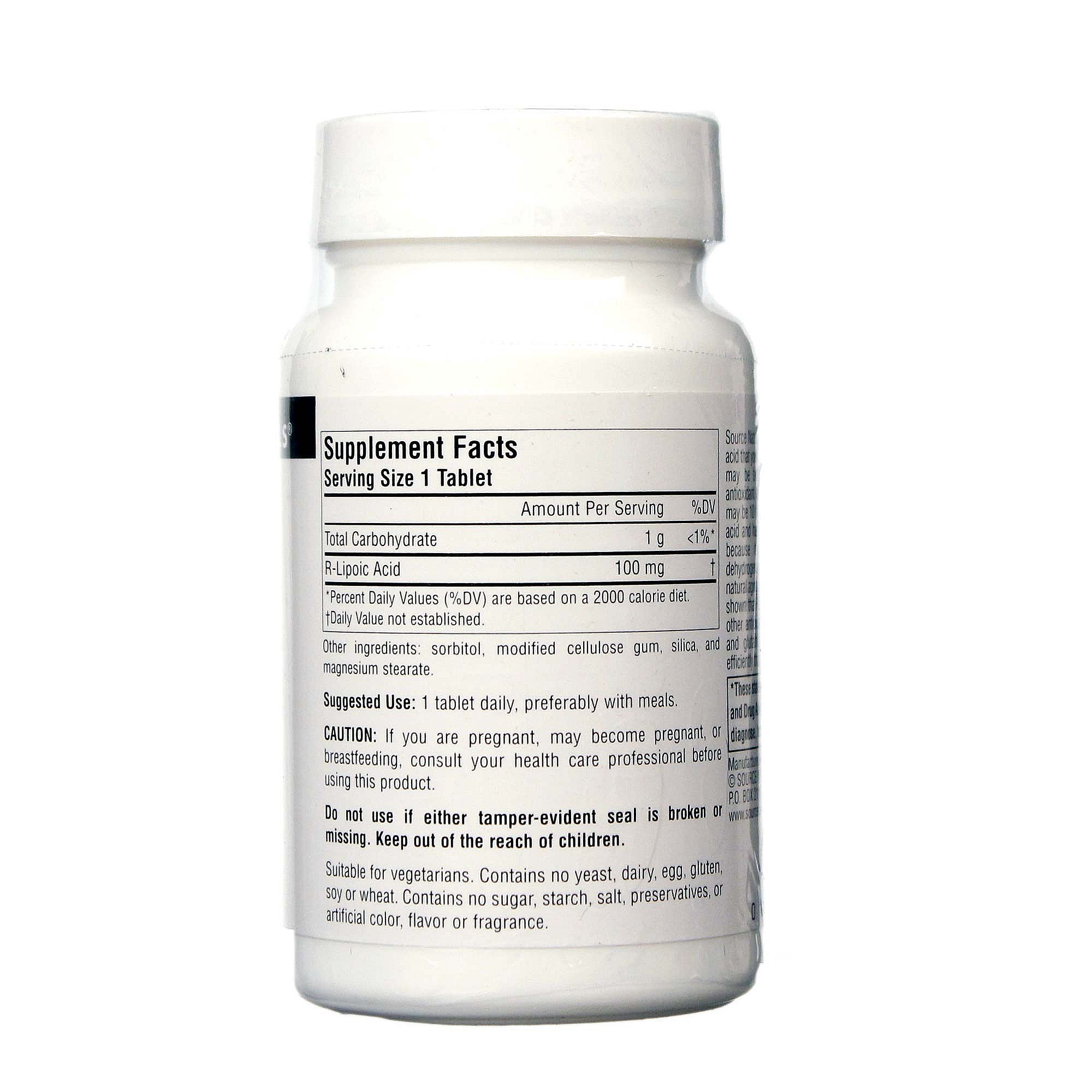 Source Naturals, R-Lipóico 100 mg - 60 Tabletes - Imagem 2