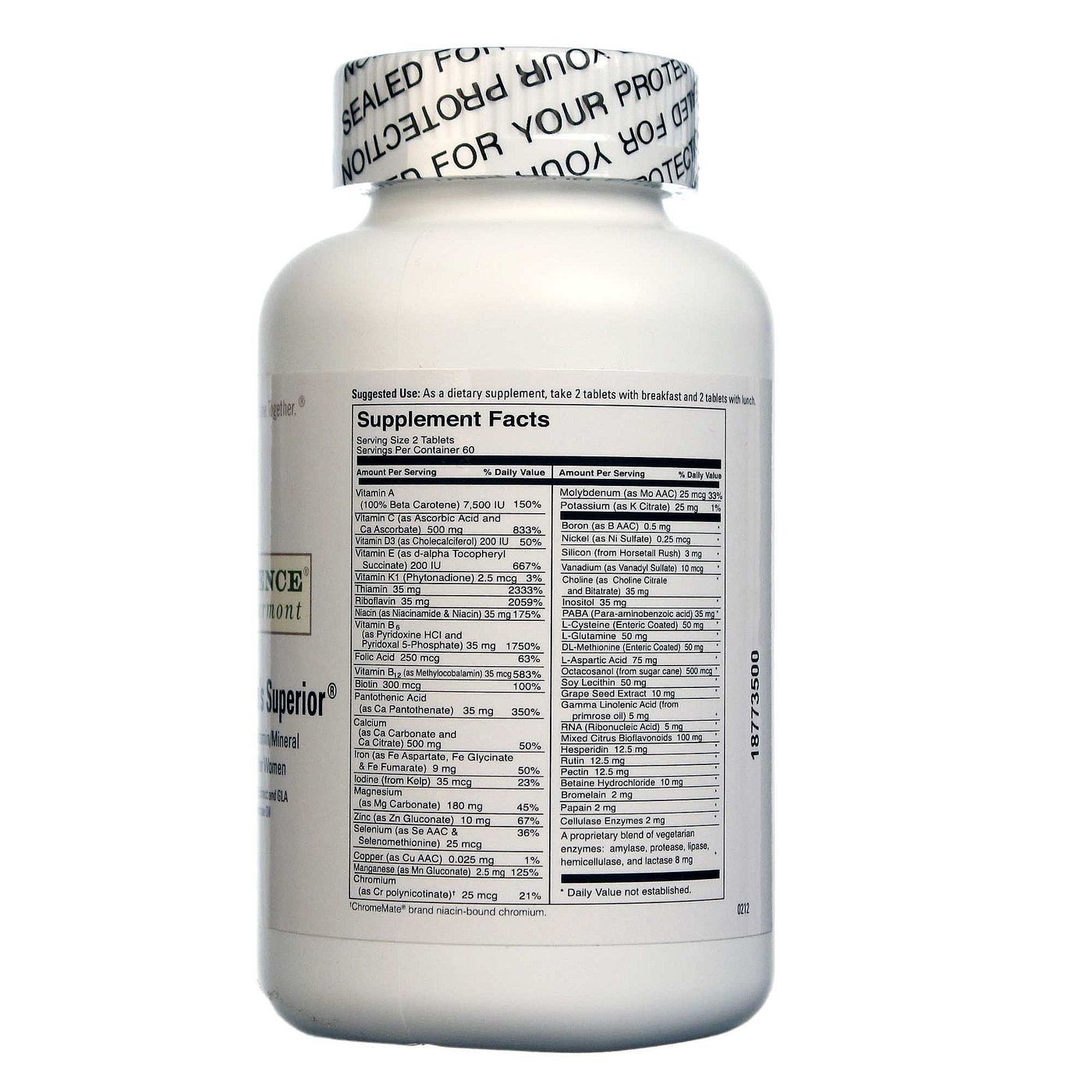 Food Science of Vermont, Women's Superior® - Multivitaminas e Minerais para Mulheres - 120 Comprimidos - Imagem 2