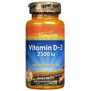 Thompson, Vitamina D3 2.500 UI - Sabor Limão - 90 Comprimidos Mastigáveis