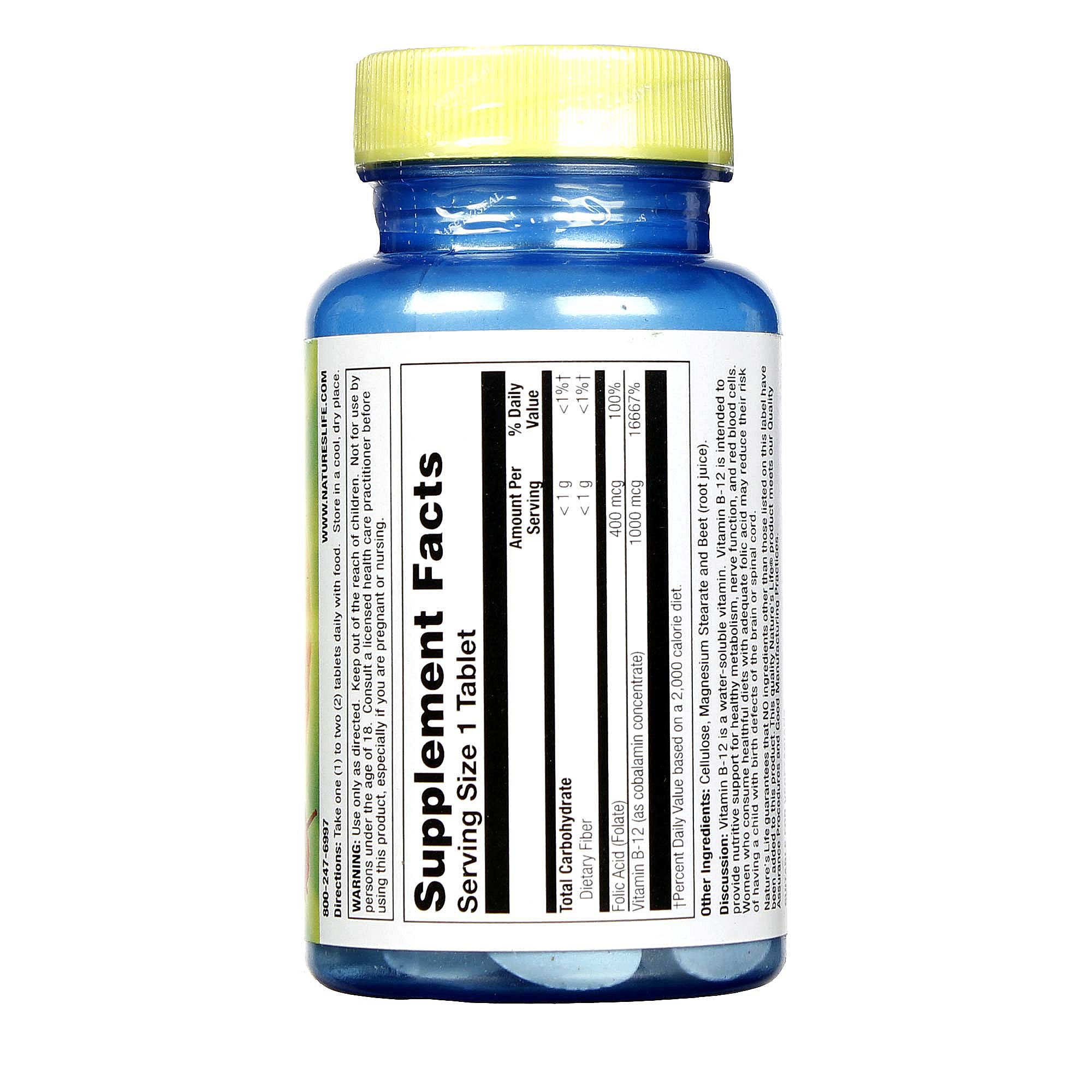 Nature's Life B-12 1000 mcg 50 Tabletes - Imagem 2