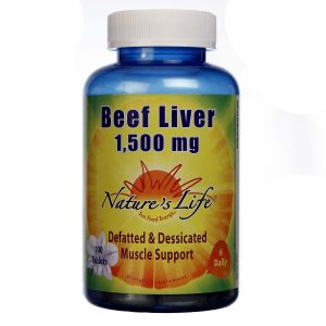 Nature's Life Fígado bovino 1.500 mg 100 Tabletes