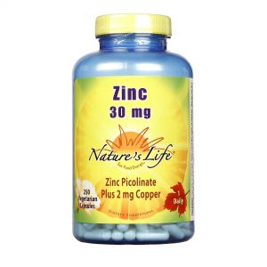 Nature's Life, Zinco 30 mg - 250 Cápsulas Vegetarianas
