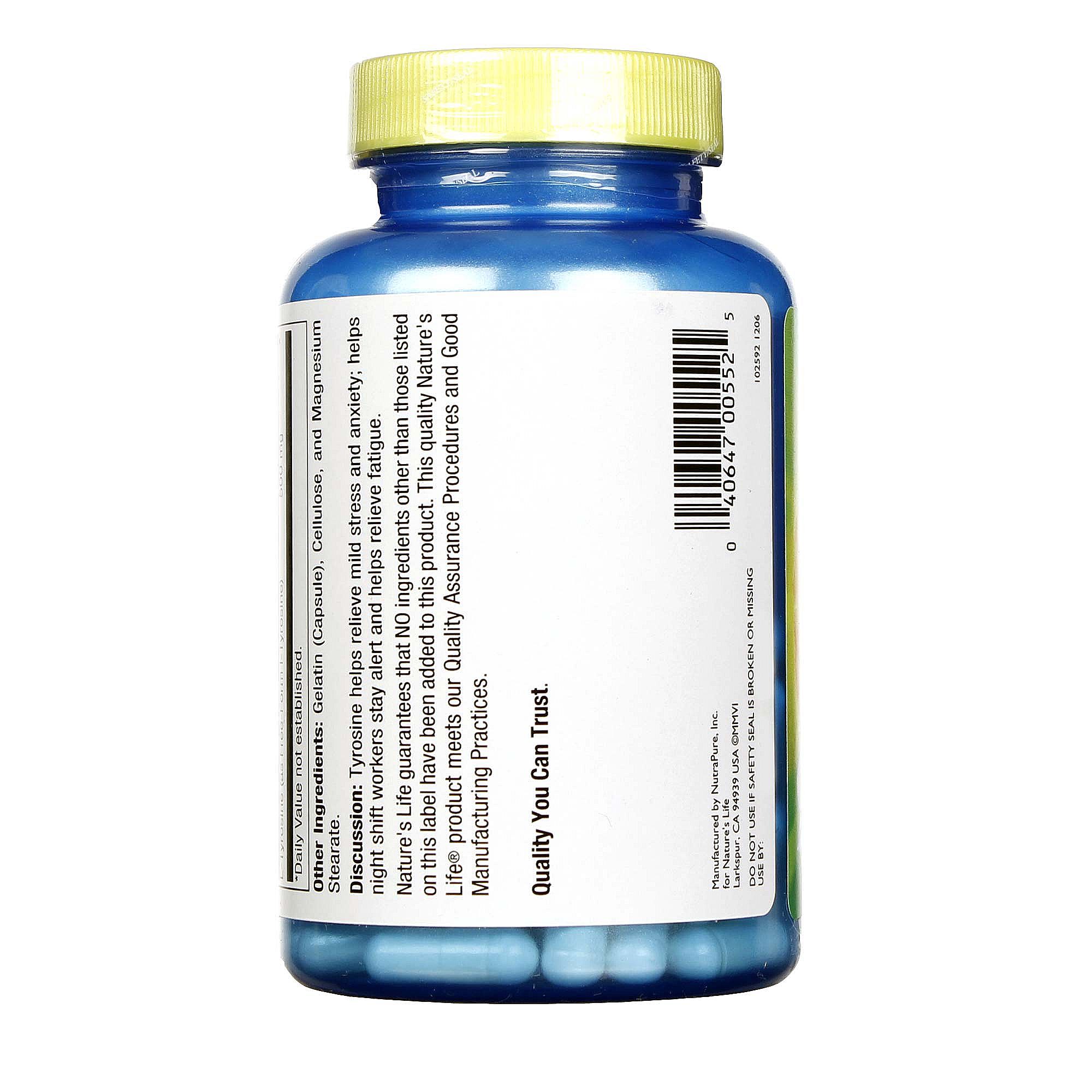 Nature's Life L-Tirosina 500 mg 100 Cápsulas - Imagem 3