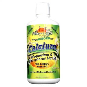 Nature's Life Cálcio, magnésio e fósforo líquido Vanilla 32 fl oz