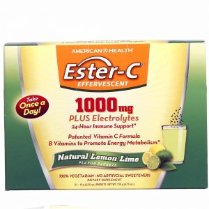 American Health, Ester-C 1000 mg - Efervescentes Sabor Lima-Limão - 21 Pacotes