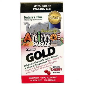 Nature's Plus, Animal Parade Gold Multivitamínico Infantil, Cereja - 120 Gomas Mastigáveis