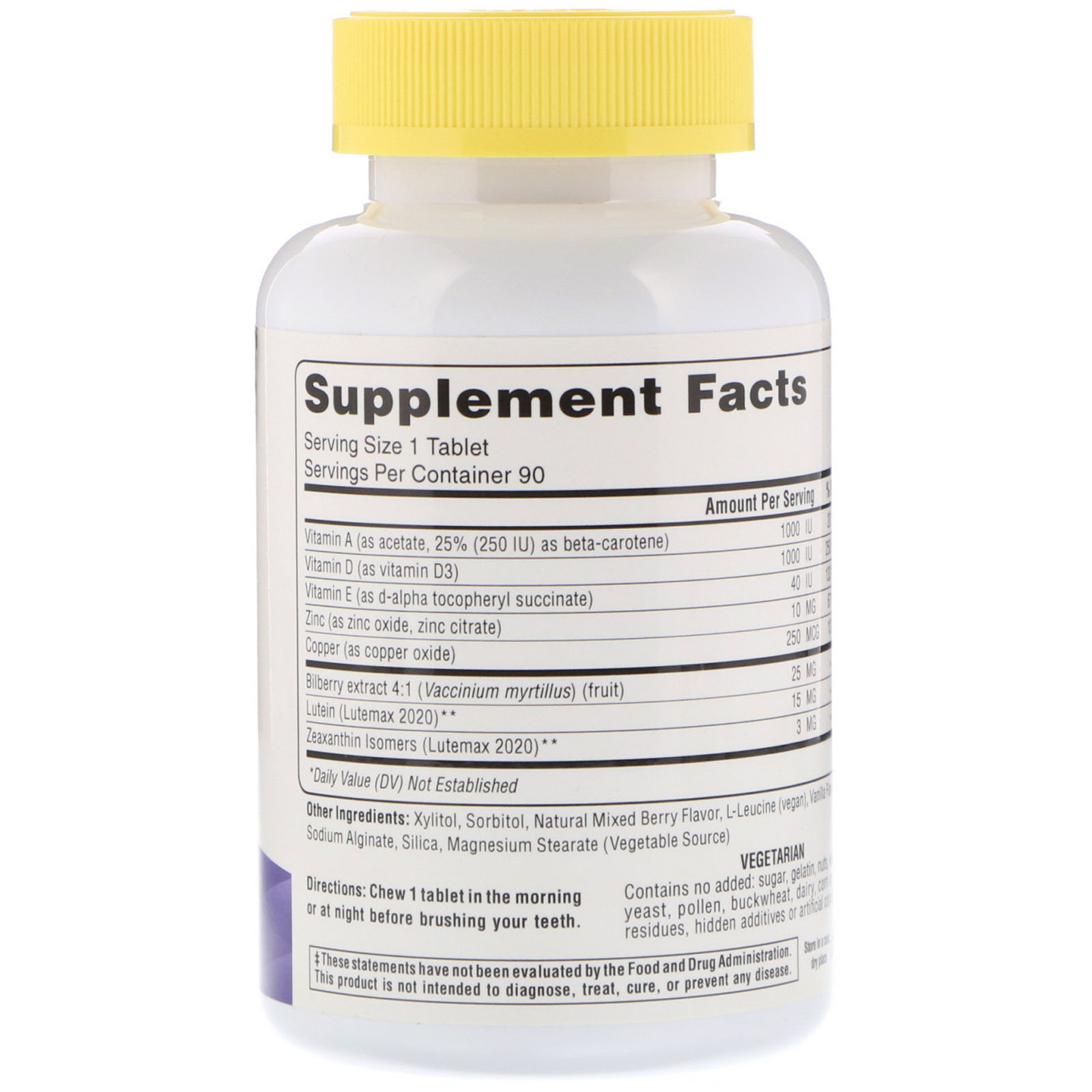 Super Nutrition, SimplyOne, Fórmula See Clearly de Potência Tripla para a Visão, Sabor Frutas Silvestres, 90 Comprimidos Mastigáveis - Imagem 2