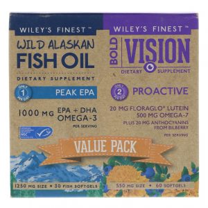 Wiley's Finest, Visão Ousada, Óleo de peixe proativo e selvagem do Alasca, EPA máximo, Pacote de Valor, 550 mg e 1250 mg, 60 Softgels e 30 Softgels