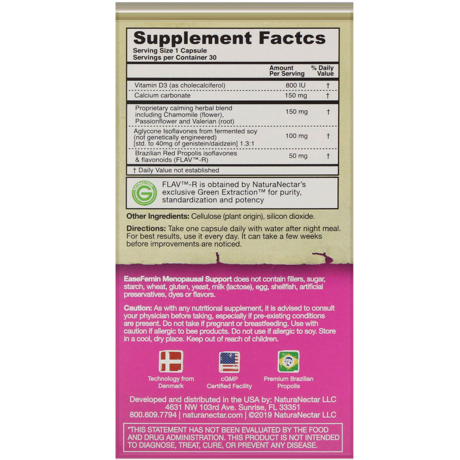 NaturaNectar, EaseFemin, Suporte da Menopausa, 30 Cápsulas Vegetais - Imagem 2