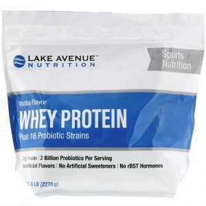 Lake Avenue Nutrition, Proteína Whey + Probióticos, Sabor Baunilha, 2.270 g (5 lb)
