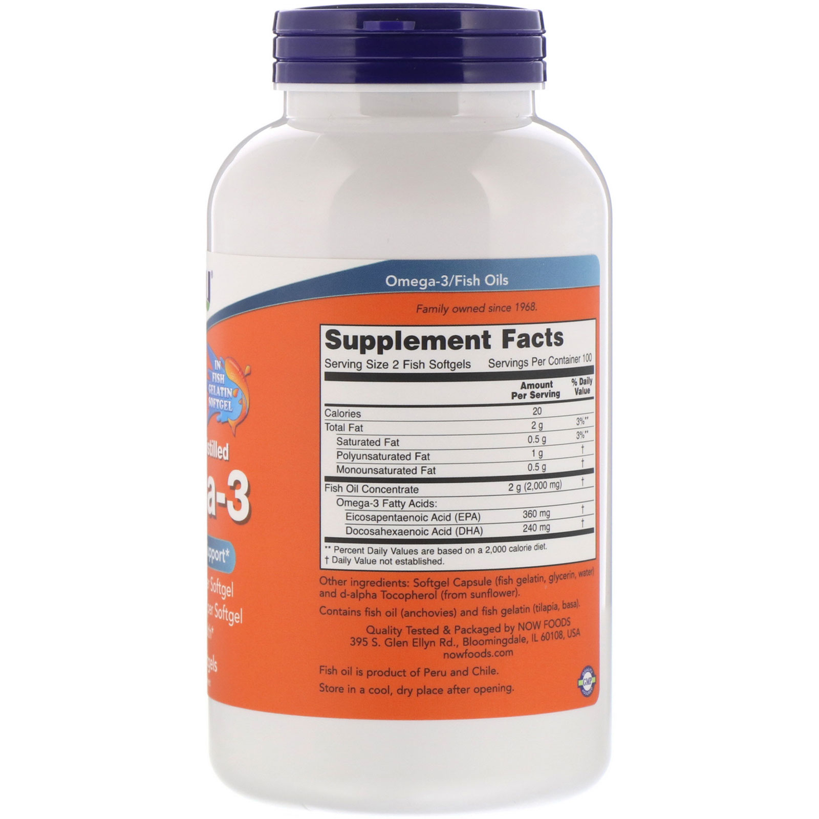 Now Foods, Molecularly Distilled Omega-3, 200 Fish Softgels - Imagem 2