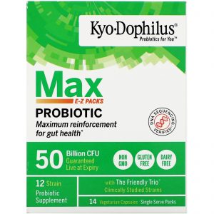 Kyolic, Kyo-Dophilus, E-Z Packs de Probiótico Max, 50 Bilhões de UFCs, 14 Cápsulas Vegetarianas