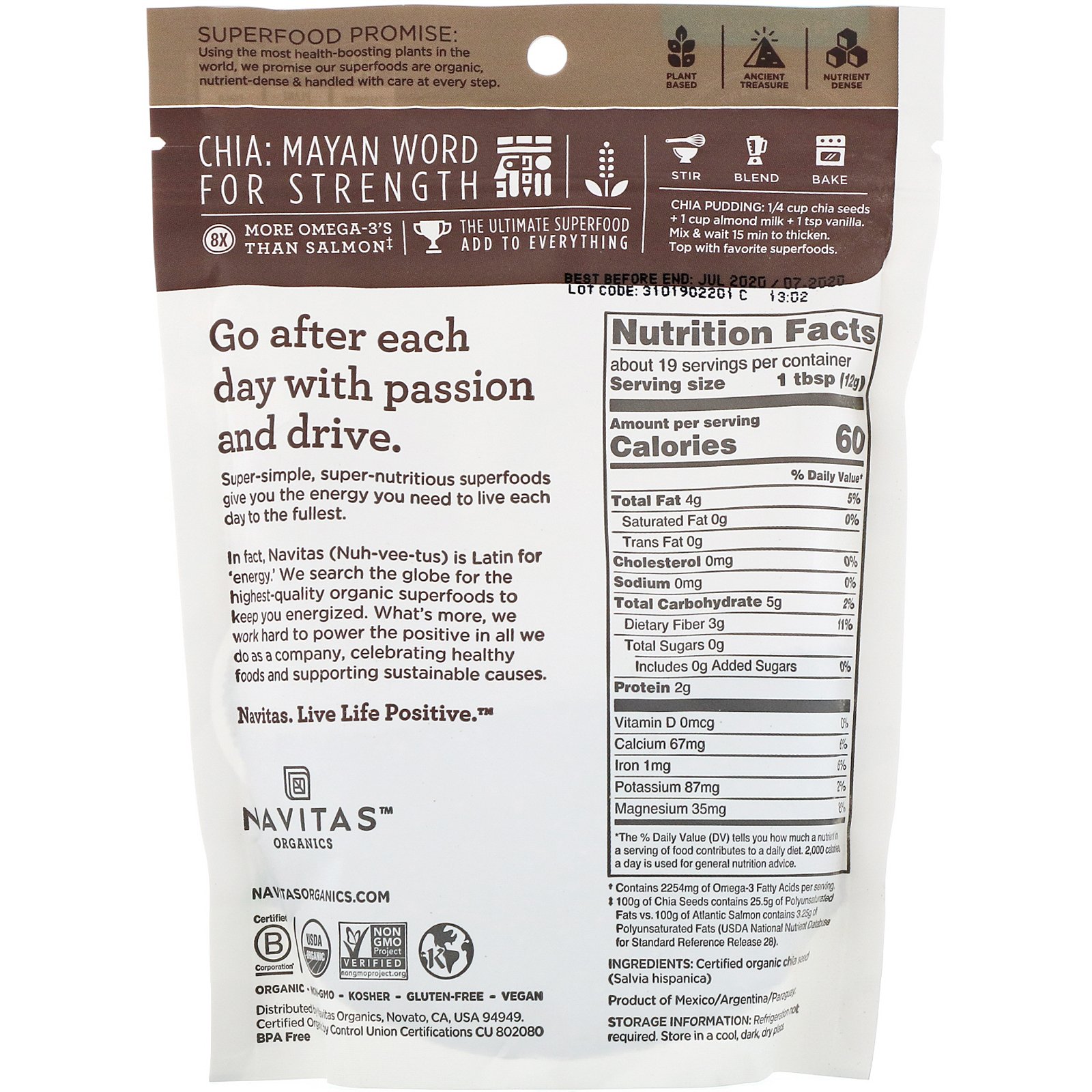 Navitas Organics, Organic Chia Seeds, 8 oz (227 g) - Imagem 2