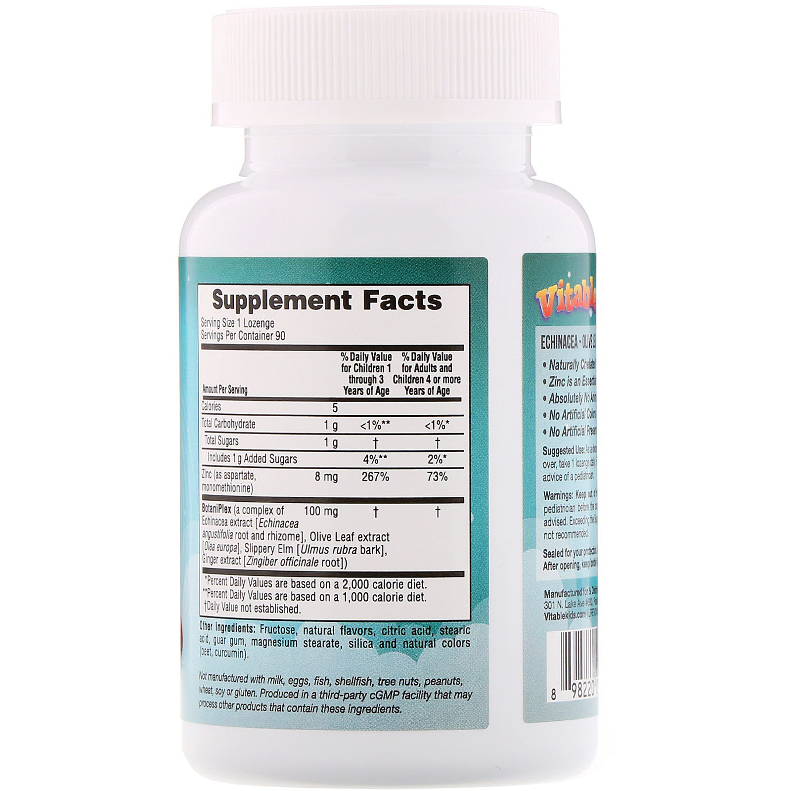 Vitables, Zinc Plus for Children, Tangerine Flavor, 90 Lozenges - Imagem 2