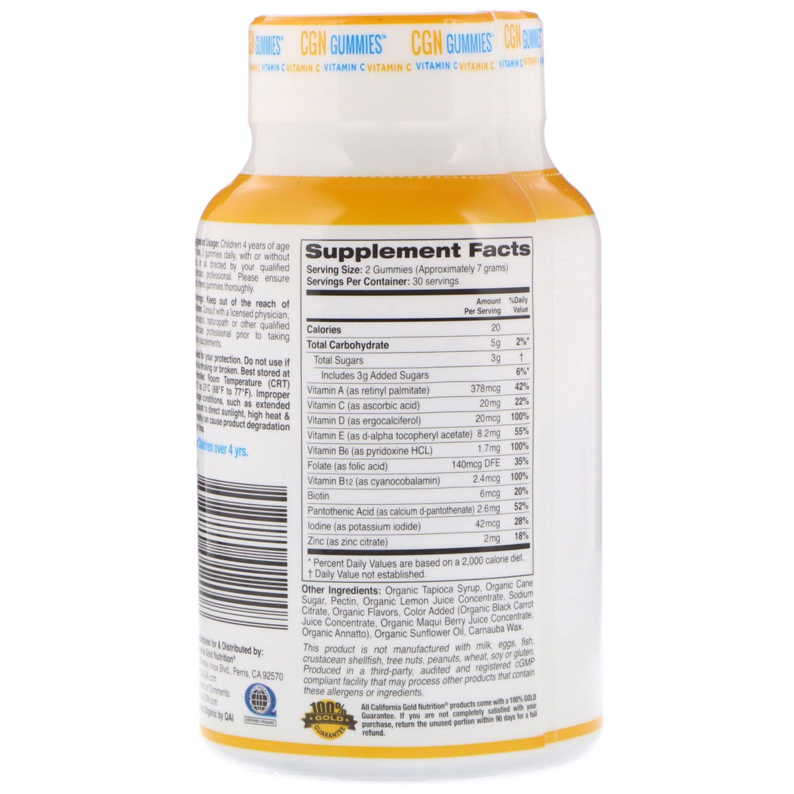 California Gold Nutrition, Balas de Goma Multi-Vitamina para Crianças, Sem Gelatina, Sem Glúten, Mistura de Frutos Silvestres Orgânica e Sabor de Fruta, 60 Balas de Goma - Imagem 2