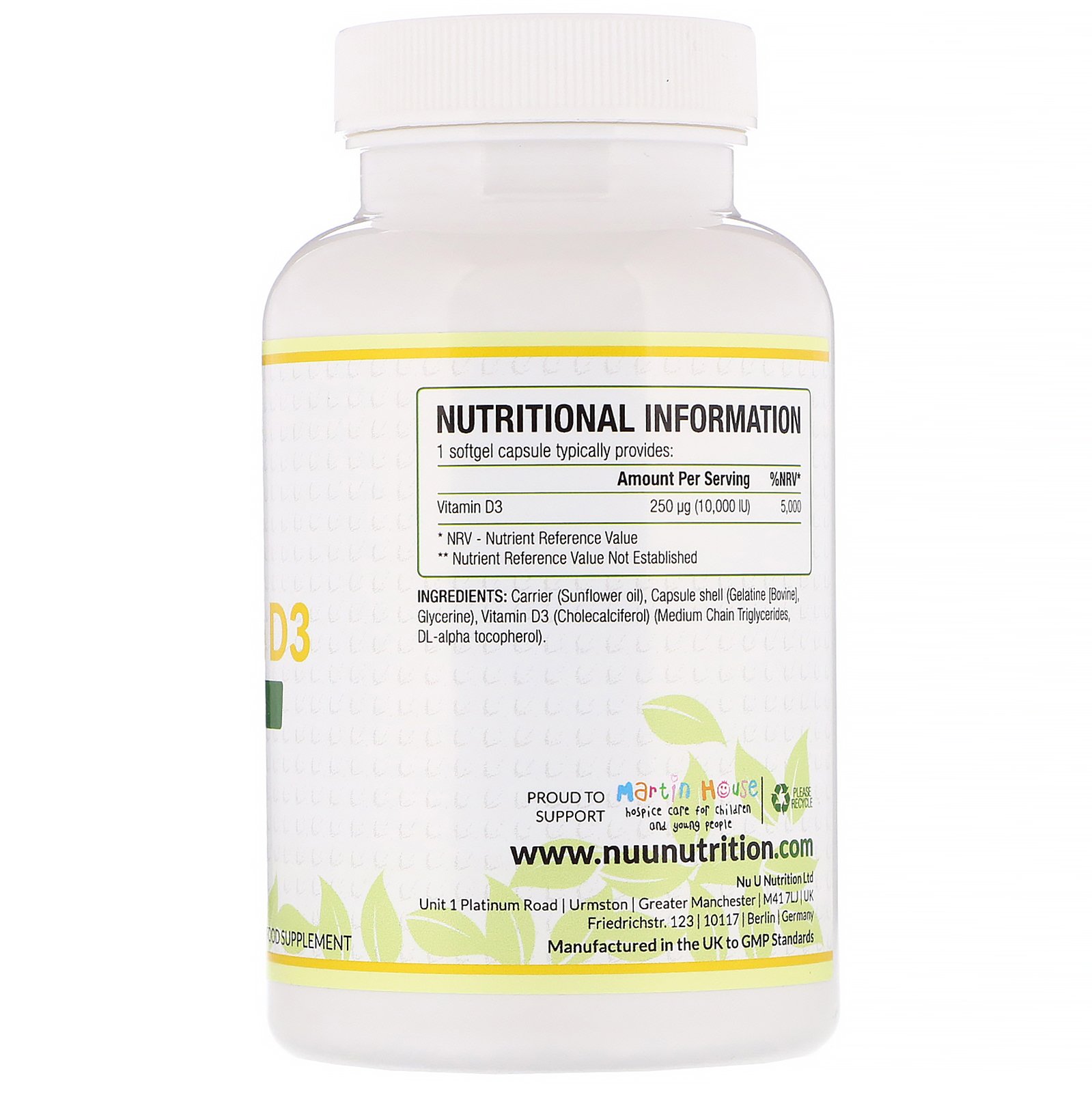 Nu U Nutrition, Vitamina D3, 10.000 UI, 365 Cápsulas Gelatinosas - Imagem 2