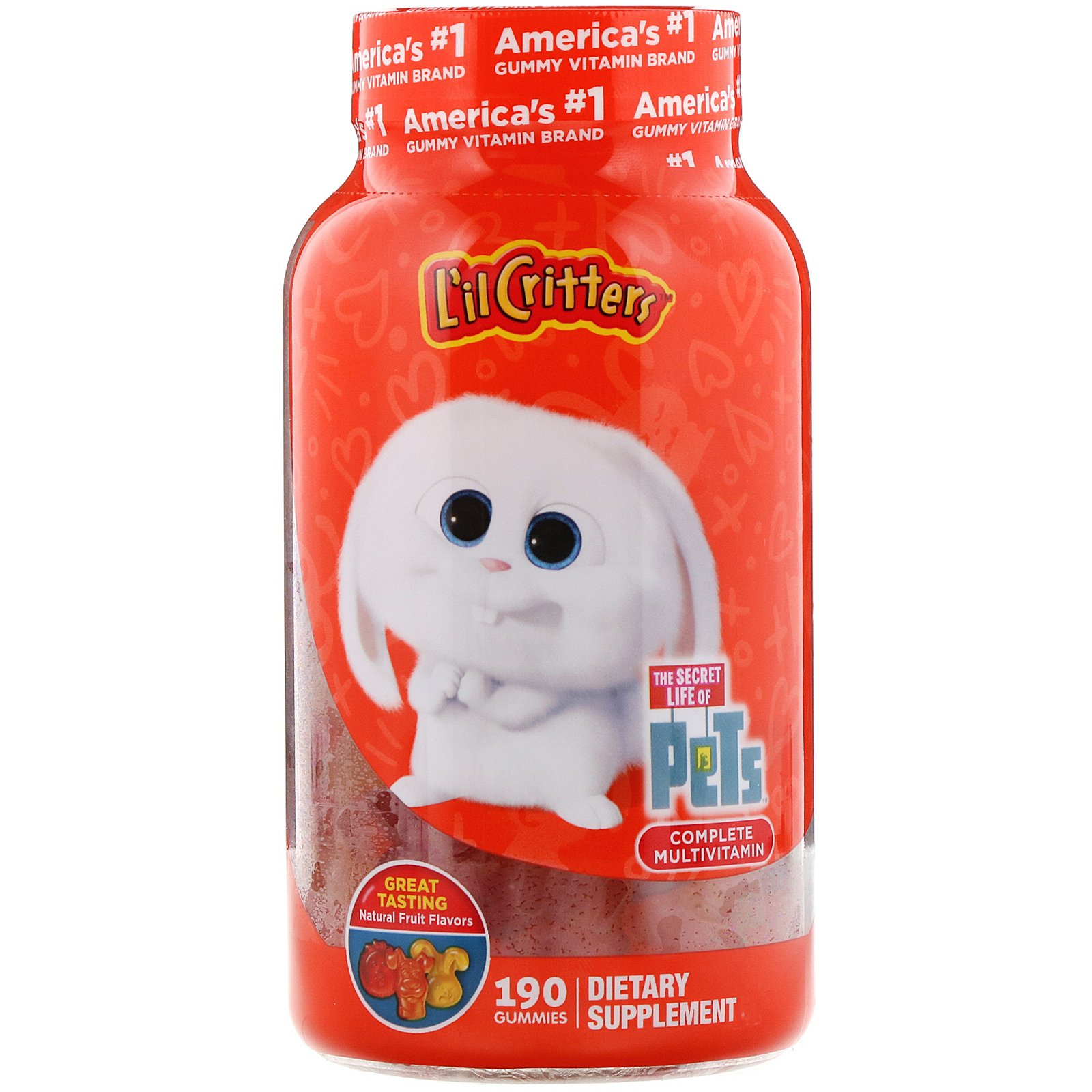 L'il Critters, Complete Multivitamin Gummies, Secret Life of Pets, Natural Fruit Flavors, 190 Gummies - Imagem 2