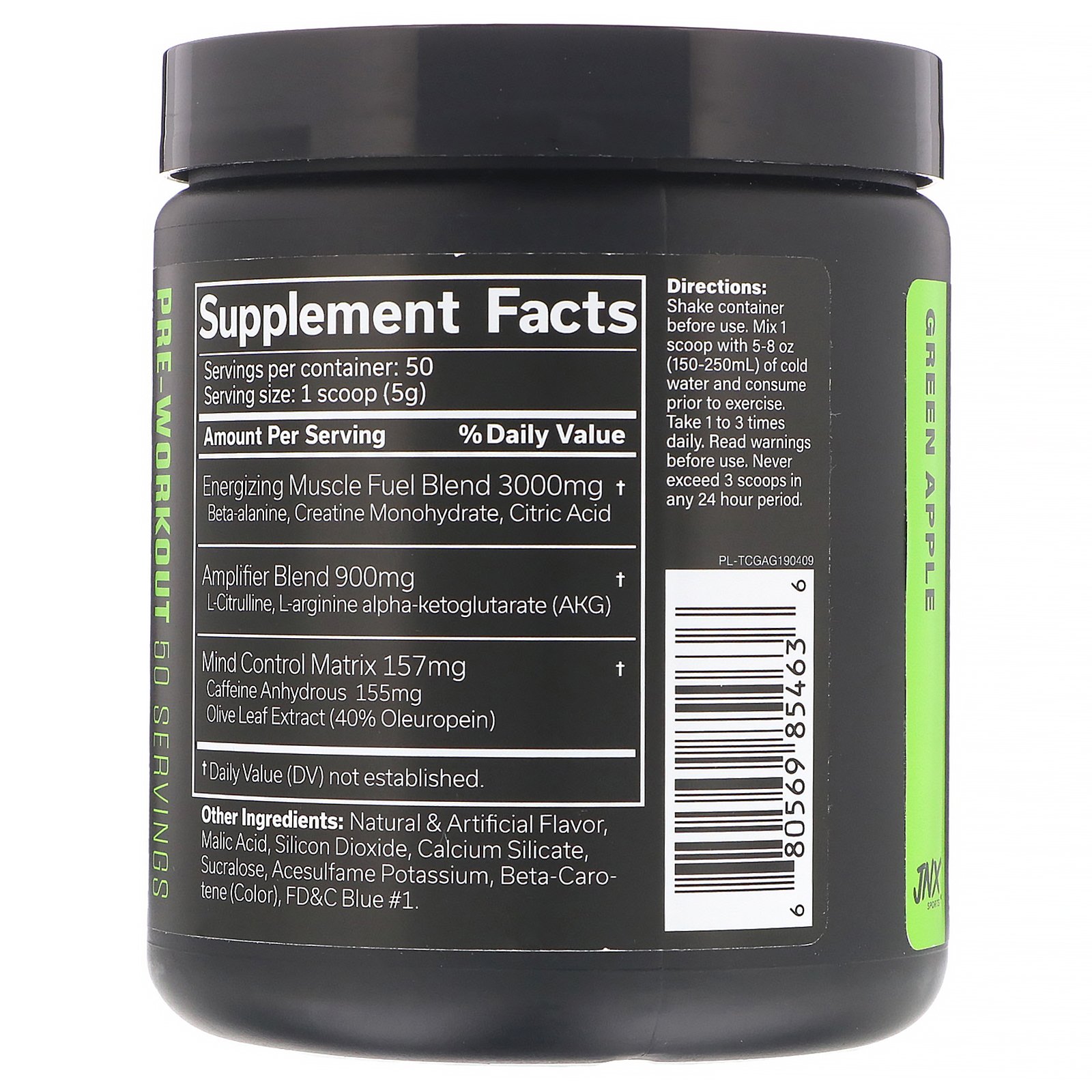 JNX Sports, The Shadow, Pré-treino, Maça Verde, 8,8 oz (250 g) - Imagem 2