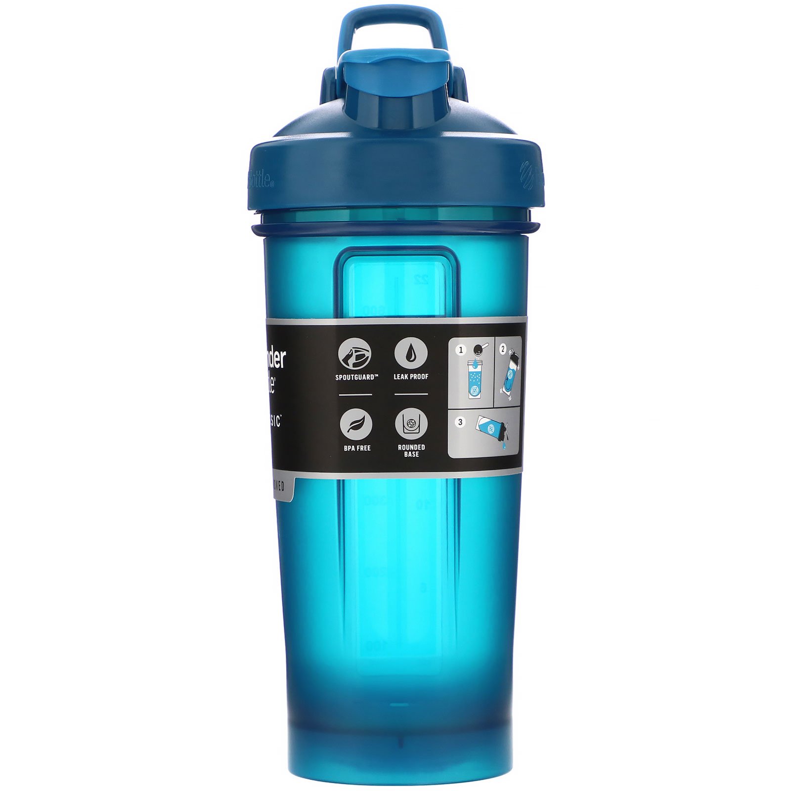 Blender Bottle, Classic With Loop, Ocean Blue, 28 oz (828 ml) - Imagem 2