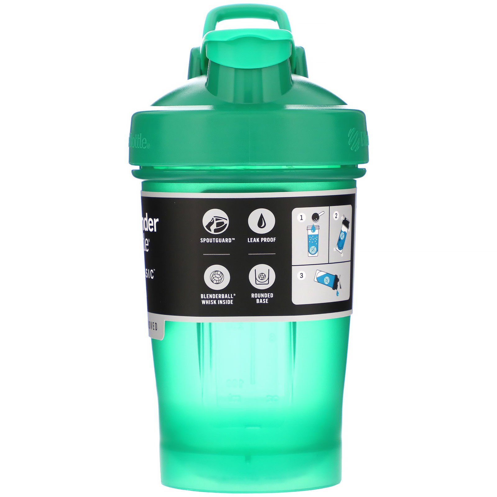 Blender Bottle, Classic With Loop, Emerald Green, 20 oz - Imagem 2