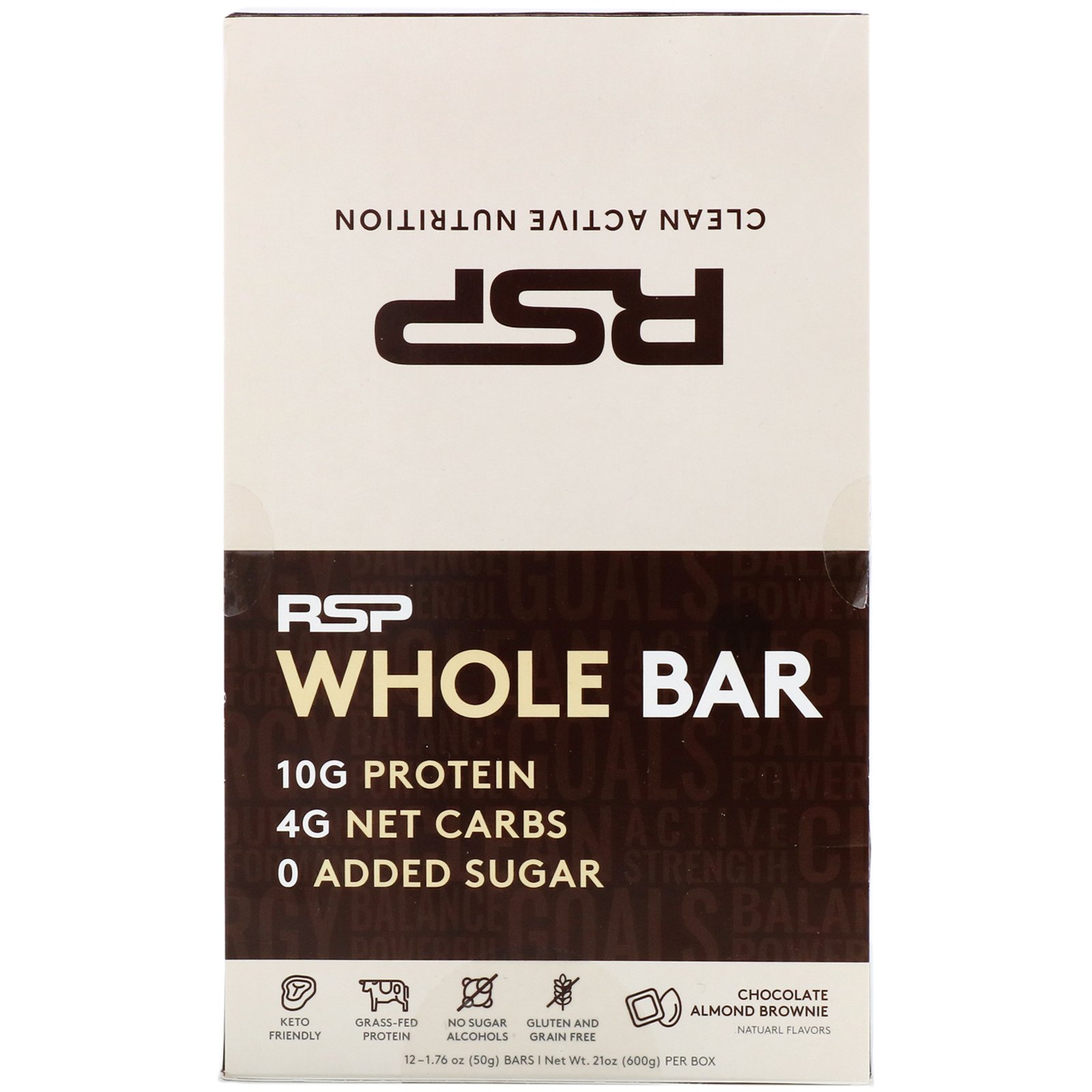 RSP Nutrition, Barra Inteira, Brownie de Chocolate e Amêndoas, 12 Barras, 1,76 oz (50 g) Cada - Imagem 2
