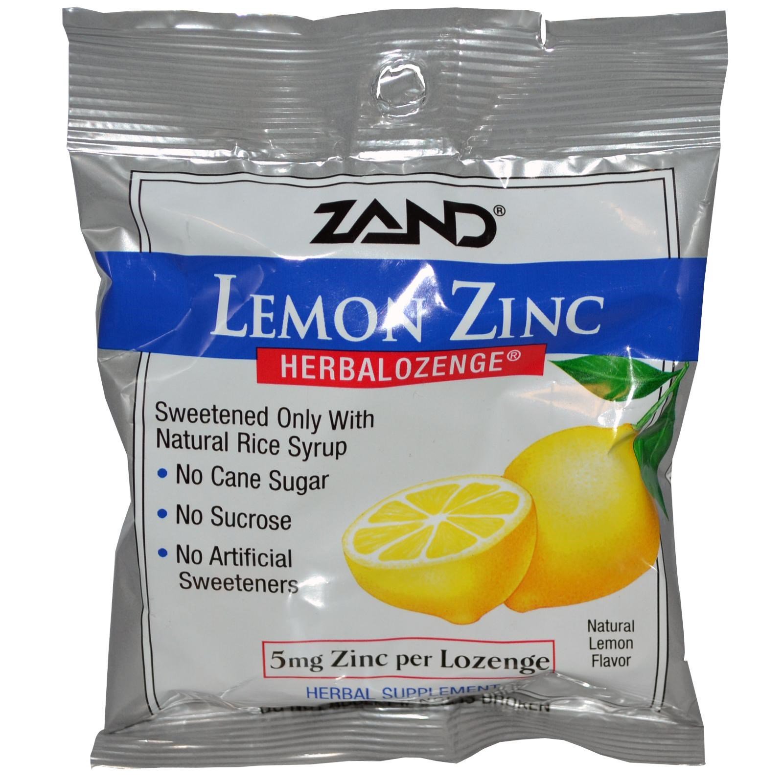 Zand, Limão Zinco, Herbalozenge, Sabor Natural de Limão, 15 Pastilhas