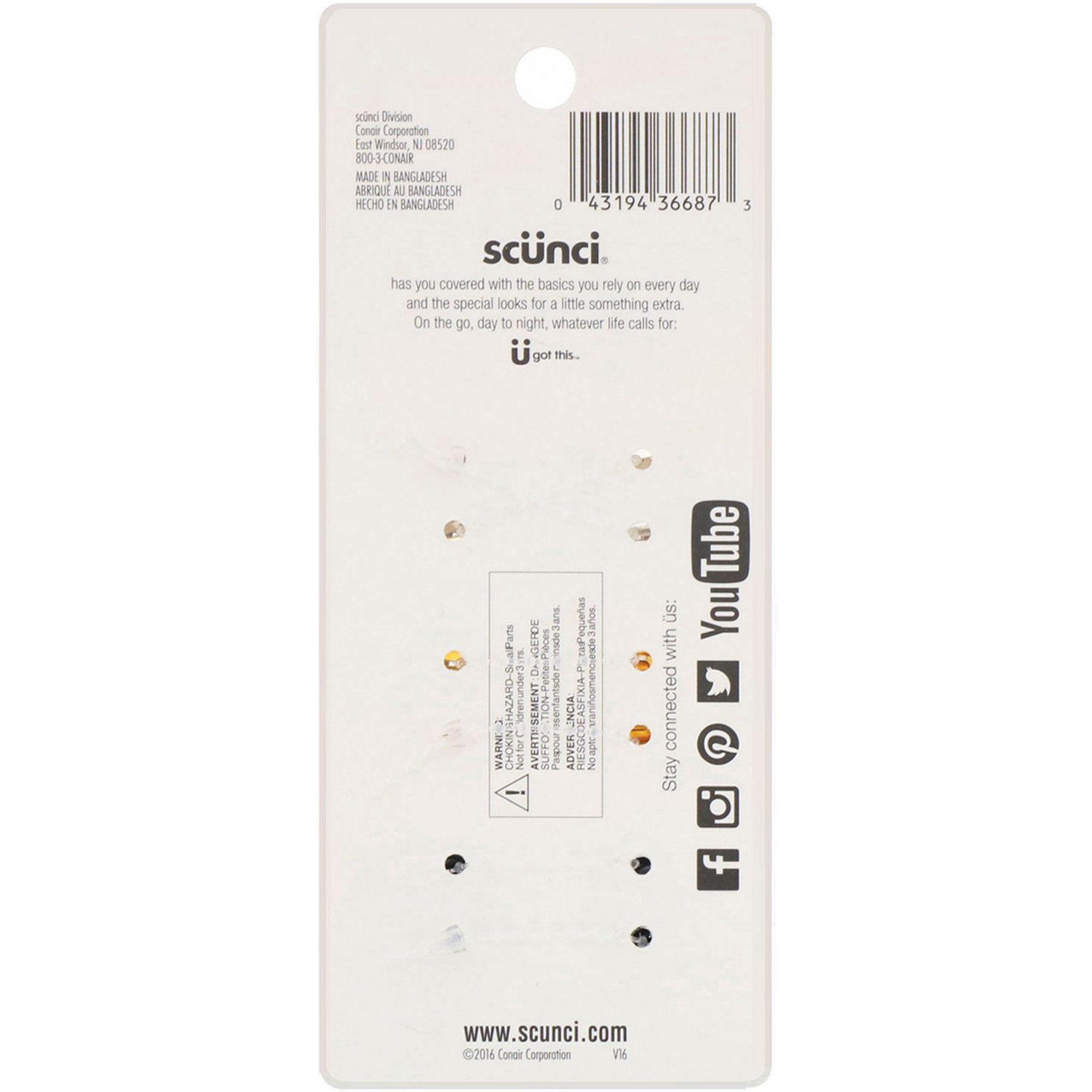 Scunci, Minipiranhas de cabelo No Slip Grip, cores variadas, 6 peças - Imagem 2