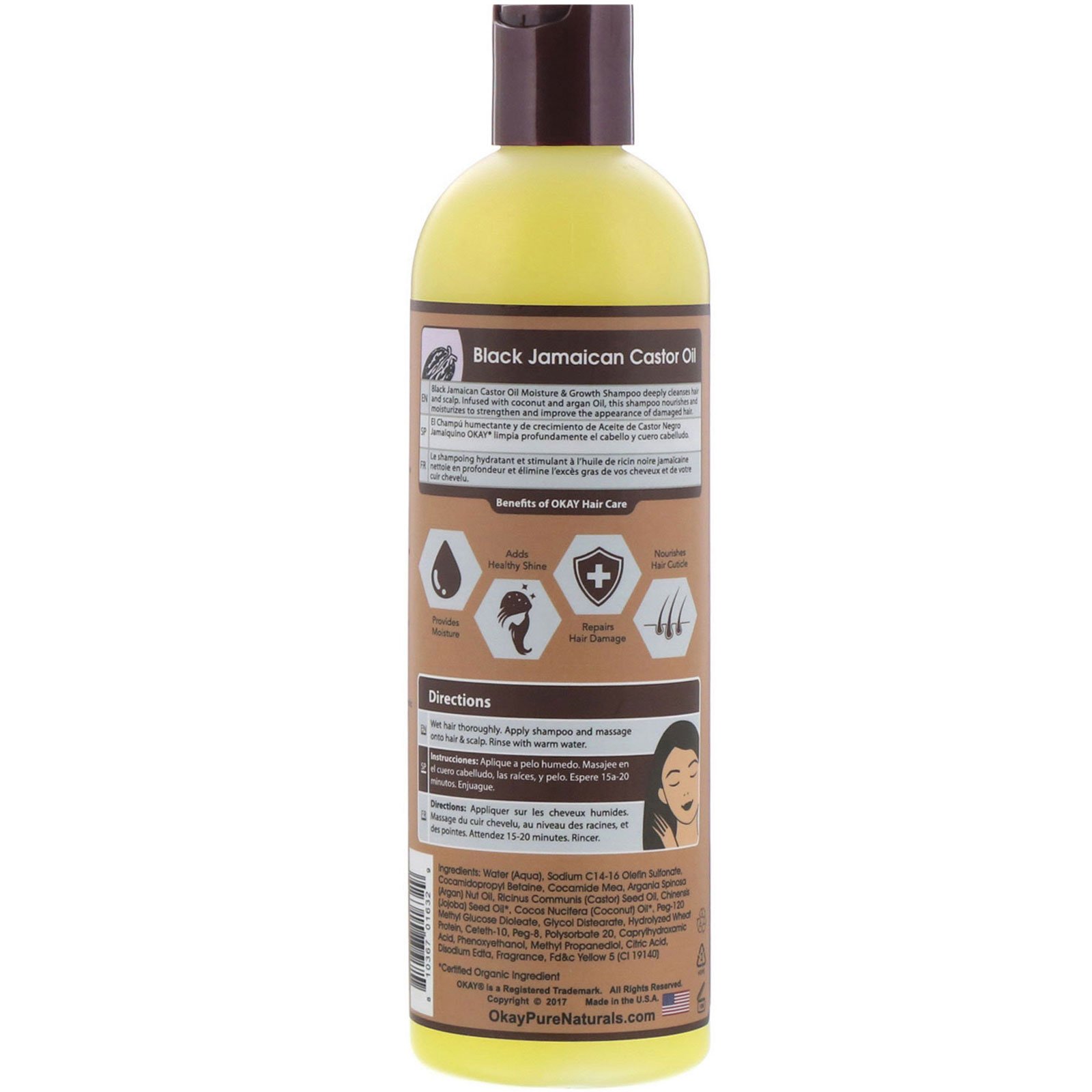 Okay Pure Naturals, Black Jamaican Castor Oil, Shampoo, 355 ml (12 fl oz) - Imagem 2