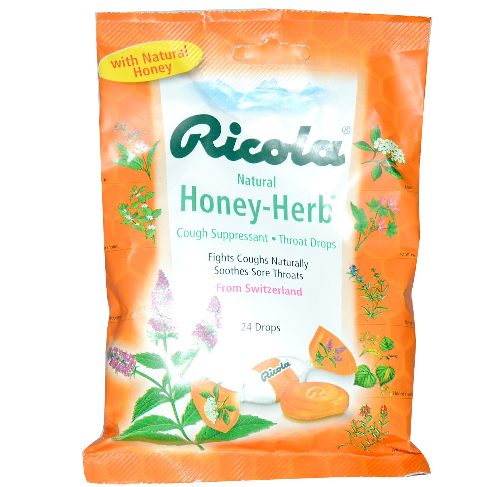 Ricola, Natural Honey Herb, 24 Pastilhas